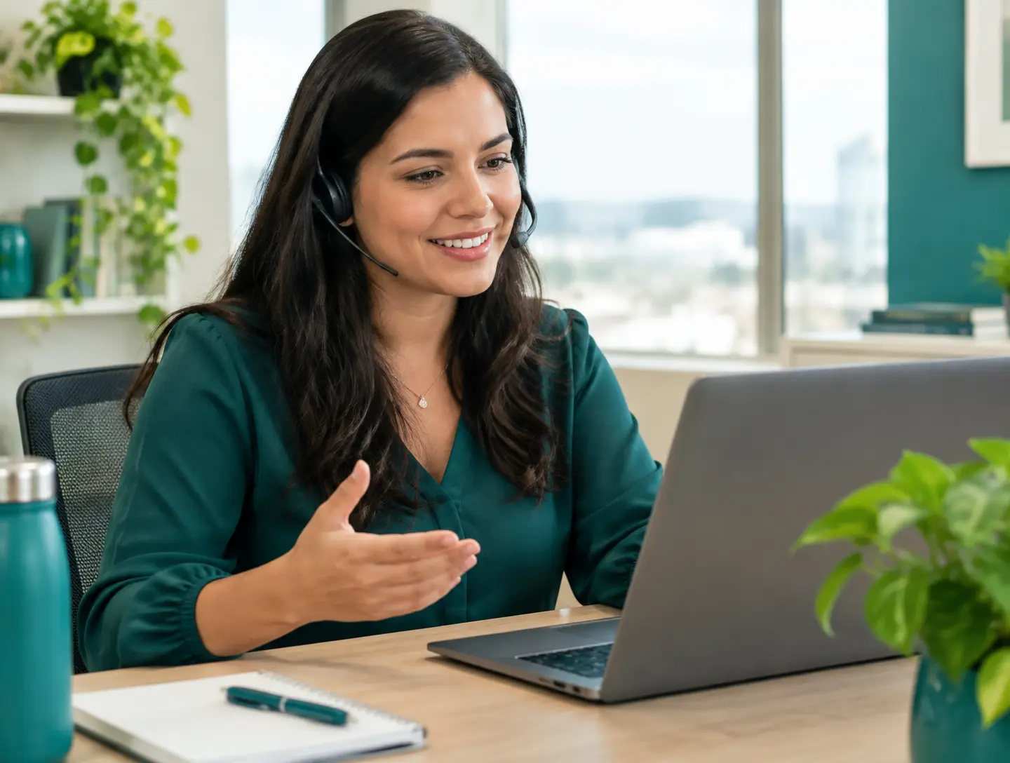 Especialista em tecnologia orientando um gestor em uma conversa consultiva